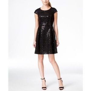 Calvin Klein Black Sequin Fit Flare Size 4